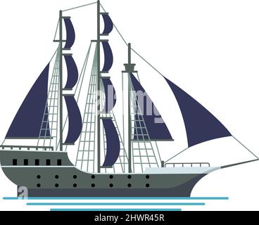 Altes Segelschiff. Seeschiff. Vintage-Seeverkehr Stock Vektor