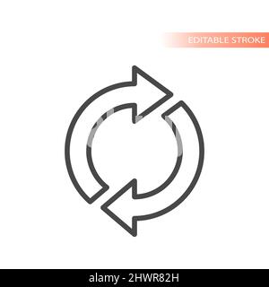 Kreispfeile Kreisliniensymbol. Erneut laden, mit Pfeil umrandeten Symbol wiederholen. Stock Vektor