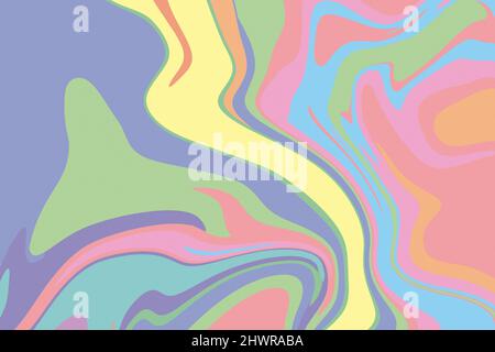 Flacher grooviger psychedelischer Hintergrund. Tapete abstrakt von Hand gezeichnet. Stockfoto