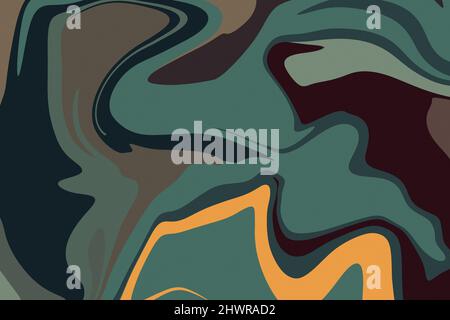 Flacher grooviger psychedelischer Hintergrund. Tapete abstrakt von Hand gezeichnet. Stockfoto