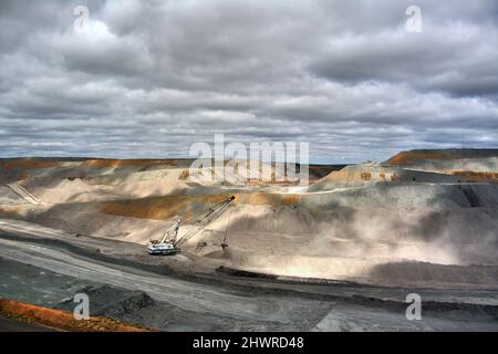 Luftlinie der Massiven Dragline, die in der BMA Blackwater Coal Mine Central Queensland Australien betrieben wird Stockfoto