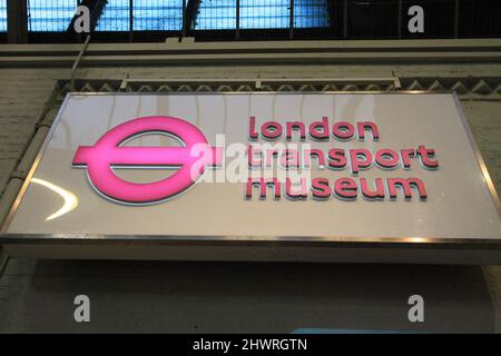 Schild London Transport Museum Stockfoto