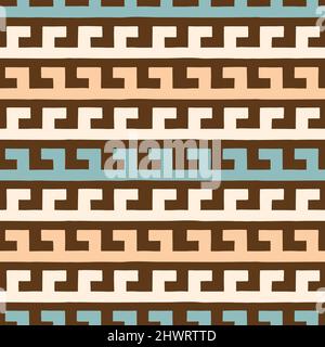 Handgezeichnete Erdtöne Tribal Horizontale Streifen Vektor Nahtloses Muster. Navajo-Grafikdruck. Stock Vektor