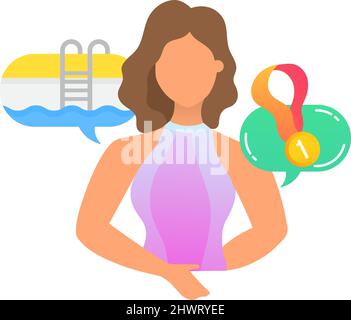 Symbolvektor für professionelle Schwimmer. Porträt der Siegerin. Gesichtslose Taucherin mit Wassersport Leistung Stock Vektor