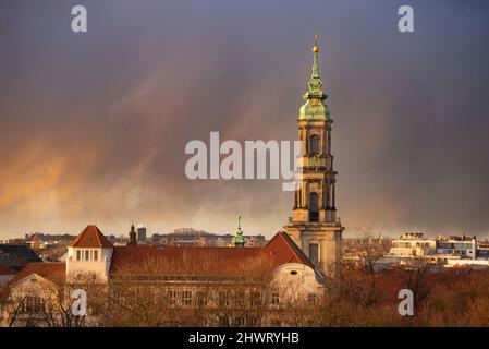 Spire der Kirche der Heiligen Sophia, in Berlin, Deutschland. Stockfoto