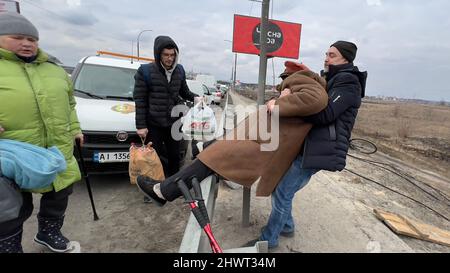 Die Situation in Irpin, West-nordwestlich von Kiew, Ukraine, während der russischen Invasion, als Russland die Ukraine am 24. Februar einmarschierte, am 7. März, Stockfoto