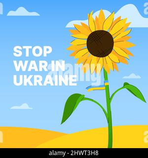 Beenden Sie den Krieg in der Ukraine. Protestieren Sie Gegen Die Russische Aggression. Friedensbewegung. Vektorgrafik Stock Vektor