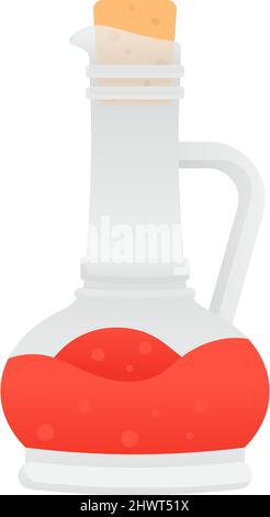 Soße-Vektor. Scharfe Tomaten Chili in Flasche Glas Symbol. Ketchup zum Kochen oder Essen von Pasta isoliert auf weißem Hintergrund Stock Vektor