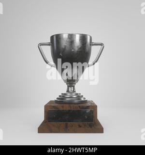 Silberner Pokal oder Pokal für den zweiten Platz,3D Illustration Stockfoto