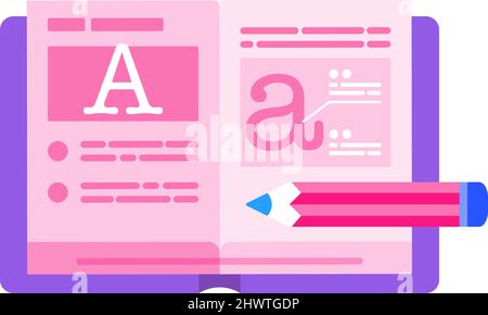 Study Icon lernen Alphabet flache Vektor Buch Stock Vektor