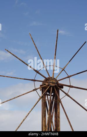 Windmühle zum Braten von Gofio, einer Art kanarisches Mehl. Las Tricias. Garafia. La Palma. Kanarische Inseln. Spanien. Stockfoto