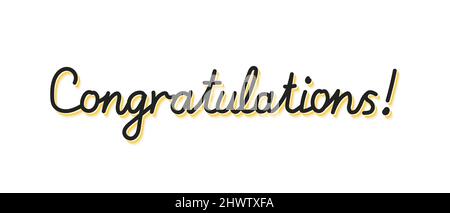 Herzlichen Glückwunsch - Grußkarte. Handgeschriebener Text. Kalligraphisches Vektorbanner. Handgeschriebener Ausdruck Stock Vektor