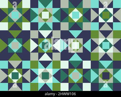 Nahtloses Muster mit geometrischen Motiven in 6 Farben Stockfoto