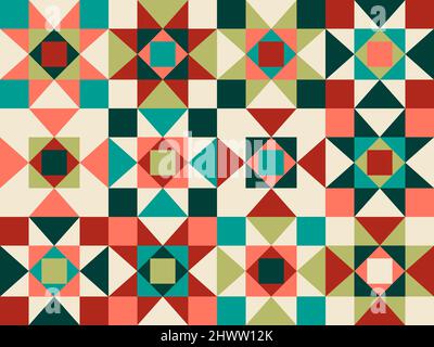 Nahtloses Muster mit geometrischen Motiven in 6 Farben Stockfoto