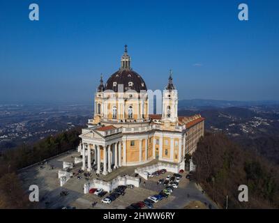 Luftaufnahme der Basilika Superga im Piemont Stockfoto