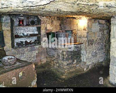 Im Inneren der Katakomben von Odessa im „Museum of Partisan Glory“, einem Versteck für sowjetische Partisanen im Dorf Nerubayske bei Odessa Stockfoto