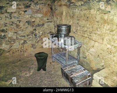 Im Inneren der Katakomben von Odessa im „Museum of Partisan Glory“, einem Versteck für sowjetische Partisanen im Dorf Nerubayske bei Odessa Stockfoto