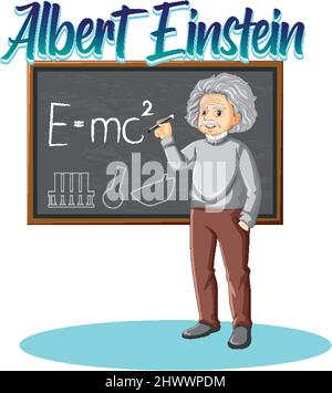 Porträt von Albert Einstein in Cartoon-Stil Illustration Stock Vektor