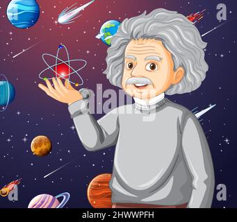 Porträt von Albert Einstein in Cartoon-Stil Illustration Stock Vektor