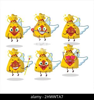 Gelbe Tasche chinesische Cartoon-Designs als niedliche Engel Charakter. Vektorgrafik Stock Vektor