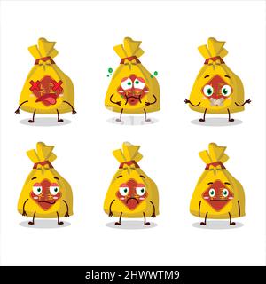 Gelbe Tasche chinesischen Cartoon-Charakter mit Nope Ausdruck. Vektorgrafik Stock Vektor