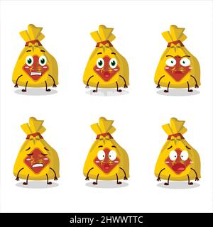 Zeichentrickfilm der gelben Tasche chinesisch mit verängstigten Ausdruck. Vektorgrafik Stock Vektor