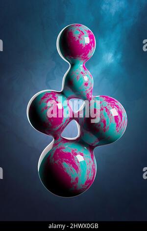 Abstract 3D Hintergrund. Wissenschaft und Technologie. 3D Rendern. Stockfoto