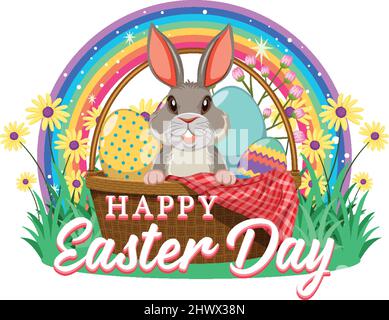 Happy Easter Design mit Hase und Eier Illustration Stock Vektor