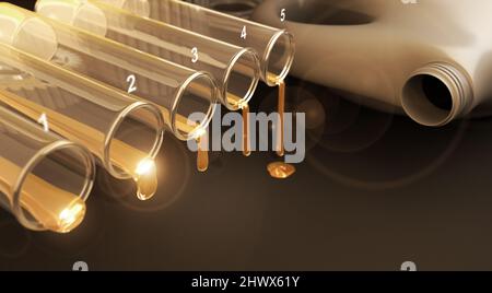 Motoröl und Test - 3D Rendering Stockfoto