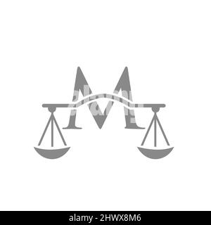 Anwaltskanzlei Logo Design auf Brief M. Rechtsanwalt und Justiz, Rechtsanwalt, Recht, Rechtsanwalt Service, Anwaltskanzlei, Skala, Logo-Vorlage Stock Vektor