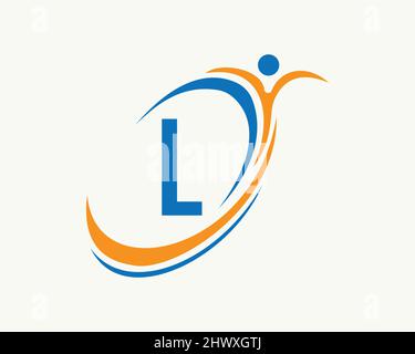 Bio, Gesundheitssymbol. Medizinisches Logo-Design mit L-Letter-Konzept. Design mit Fitnesslogo Stock Vektor
