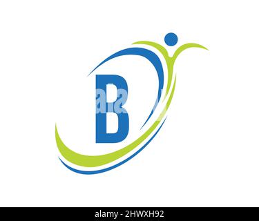 Bio, Gesundheitssymbol. Medizinisches Logo-Design mit B-Buchstaben-Konzept. Design mit Fitnesslogo Stock Vektor