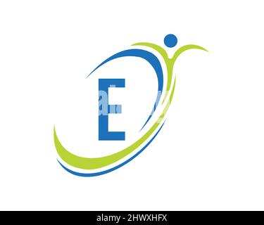 Bio, Gesundheitssymbol. Medizinisches Logo-Design mit E-Letter-Konzept. Design mit Fitnesslogo Stock Vektor