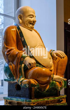 Steingut Figur von Budai, 1486, Henan, China, Britisches Museum, London, England, Großbritannien Stockfoto