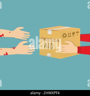 Illustration für humanitäre Hilfe im flachen Design Stock Vektor