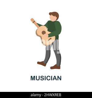 Flaches Symbol für Musiker. Farbiger Elementschild aus der Kollektion kreativer Berufe. Flaches Musiker-Icon-Zeichen für Webdesign, Infografiken und mehr. Stock Vektor