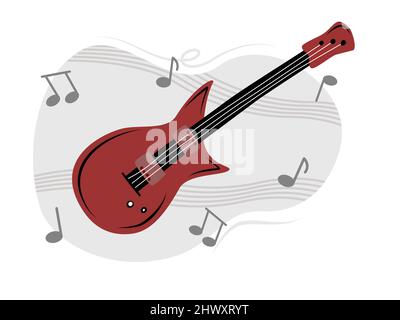 Holzgitarre einfache Vektor-Illustration. Rock-Gitarre einfache Vektor-Illustration. Stock Vektor