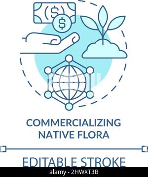 Kommerzialisierung der einheimischen Flora türkis Konzept Ikone Stock Vektor
