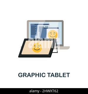 Flaches Symbol für das Grafiktablett. Farbiger Elementschild aus der Kollektion kreativer Berufe. Flat Graphic Tablet Symbol Zeichen für Web-Design, Infografiken und Stock Vektor