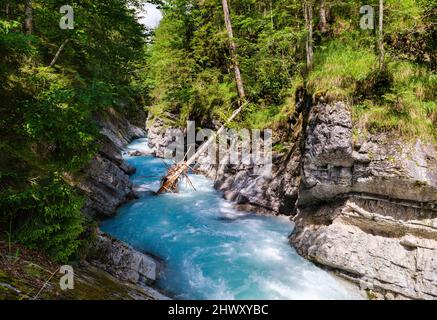 Rissbach-Schlucht bei dem Dorf Vorderriss im Karwendelgebirge. Europa, Deutschland, Bayern Stockfoto