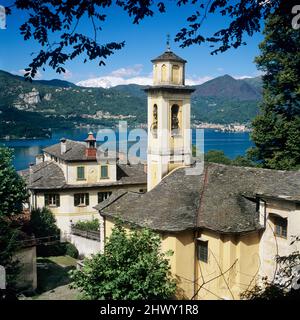 Blick über den Ortasee, Piemont, Italien Stockfoto