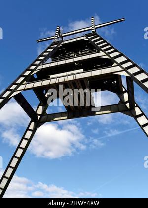 Barony A Frame, konserviert Kohlebergwerk Kopfbedeckung Barony Rd, Auchinleck, Cumnock, Ayrshire, Schottland, Großbritannien Stockfoto