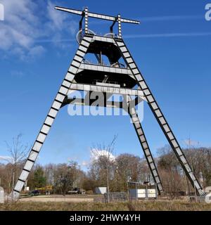 Barony A Frame, konserviert Kohlebergwerk Kopfbedeckung Barony Rd, Auchinleck, Cumnock, Ayrshire, Schottland, Großbritannien Stockfoto