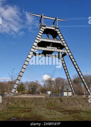 Barony A Frame, konserviert Kohlebergwerk Kopfbedeckung Barony Rd, Auchinleck, Cumnock, Ayrshire, Schottland, Großbritannien Stockfoto