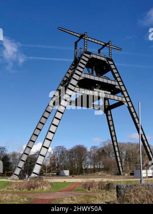 Barony A Frame, konserviert Kohlebergwerk Kopfbedeckung Barony Rd, Auchinleck, Cumnock, Ayrshire, Schottland, Großbritannien Stockfoto