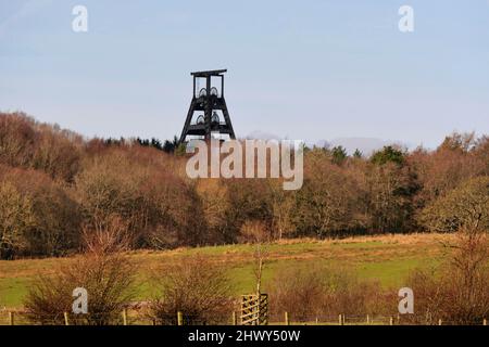 Barony A Frame, konserviert Kohlebergwerk Kopfbedeckung Barony Rd, Auchinleck, Cumnock, Ayrshire, Schottland, Großbritannien Stockfoto