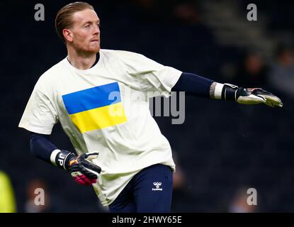 LONDON, England - 07. MÄRZ: Evertons Jordan Pickford während der Premier League zwischen Tottenham Hotspur und Everton im Tottenham Hotspur Stadion, Londo Stockfoto