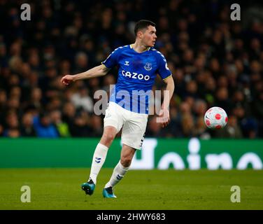 LONDON, England - 07. MÄRZ: Evertons Michael Keane während der Premier League zwischen Tottenham Hotspur und Everton im Tottenham Hotspur Stadion, London, Stockfoto