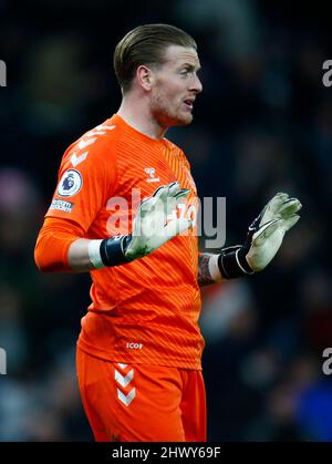 LONDON, England - 07. MÄRZ: Evertons Jordan Pickford während der Premier League zwischen Tottenham Hotspur und Everton im Tottenham Hotspur Stadion, Londo Stockfoto