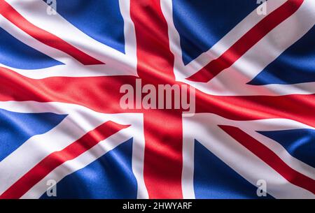 Winkende Flagge Großbritanniens. Nationales Symbol für Land und Staat. Stockfoto